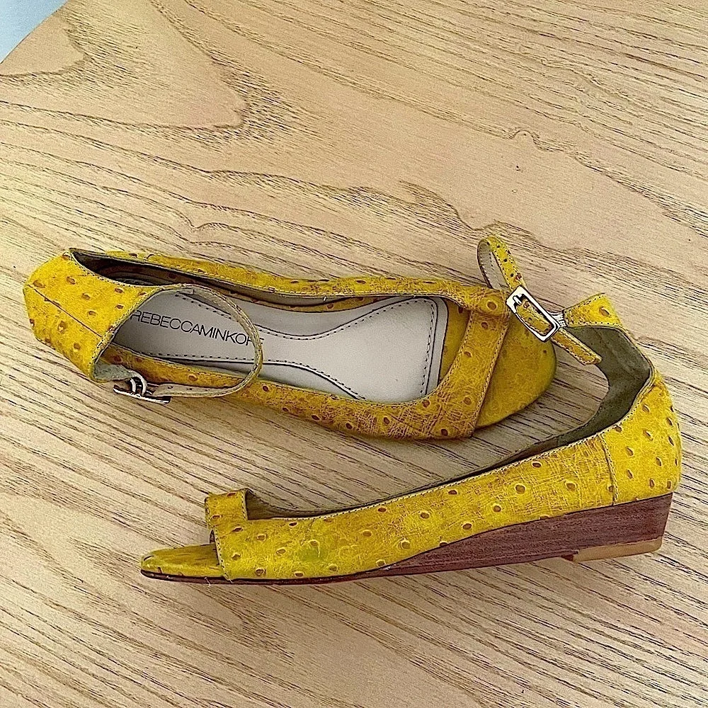 Rebecca Minkoff Leather Mary Jane Ankle Strap Sandals Wedge - Picture 1 of 6